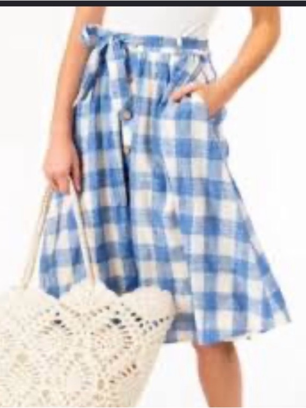 miami Blue and White Gingham Circle Skirt